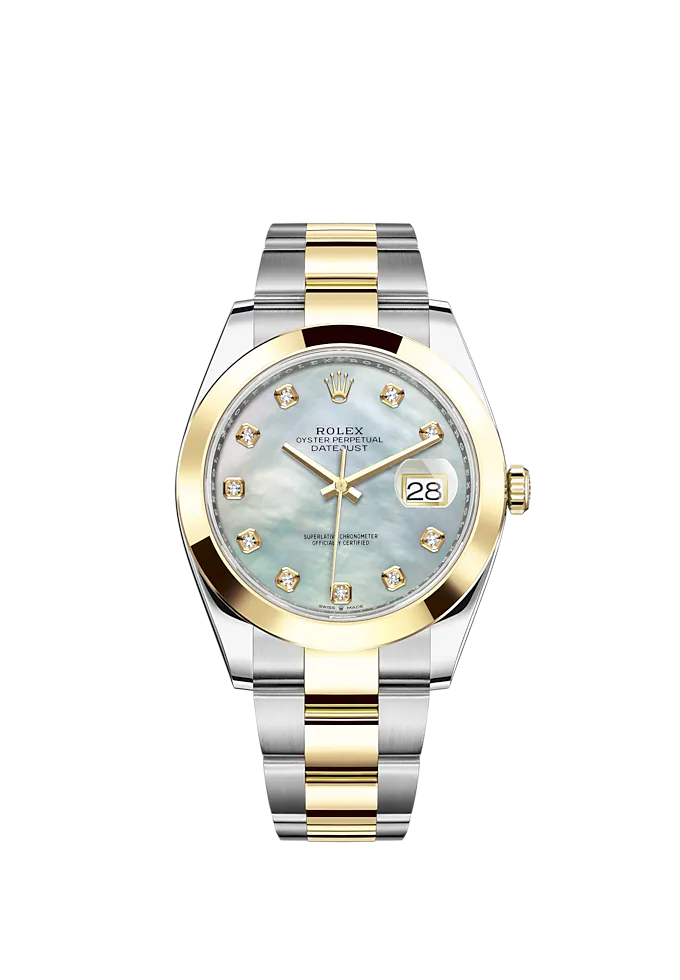 Datejust 41 41mm Oyster Bracelet Oystersteel and Yellow Gold with White Mother-Of-Pearl Diamond-Set Dial Yellow Gold Bezel