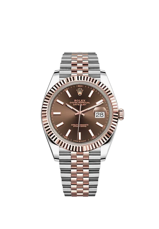 Datejust 41 41mm Jubilee Bracelet Oystersteel and Everose Gold with Chocolate Dial Fluted Bezel