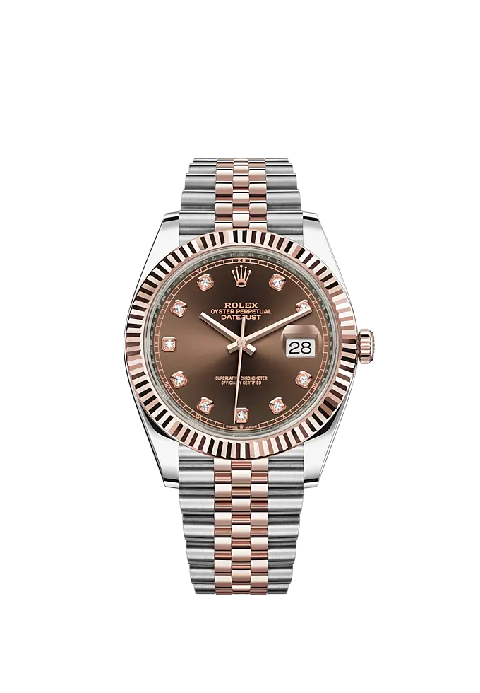 Datejust 41 41mm Jubilee Bracelet Oystersteel and Everose Gold with Chocolate Diamond-Set Dial Fluted Bezel