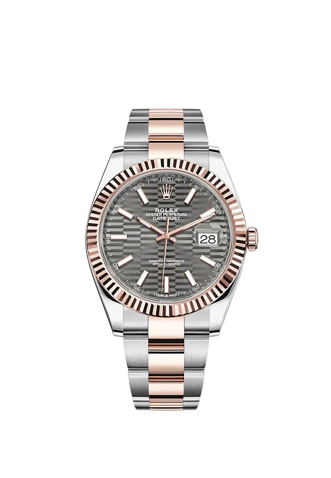 Datejust 41 41mm Oyster Bracelet Oystersteel and Everose Gold with Slate Fluted-Motif Dial Fluted Bezel