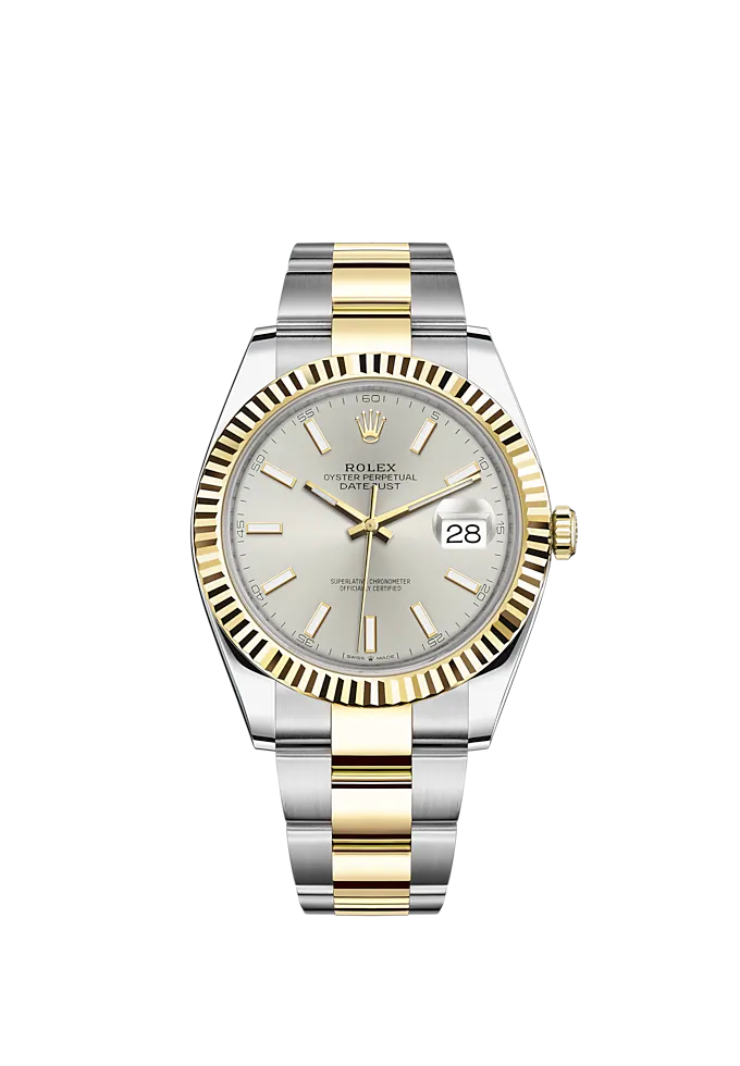 Datejust 41 41mm Oyster Bracelet Oystersteel and Yellow Gold with Silver Dial Fluted Bezel