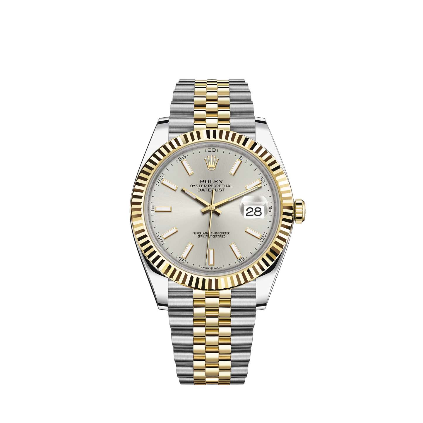 Datejust 41 41mm Jubilee Bracelet Oystersteel and Yellow Gold with Silver Dial Fluted Bezel