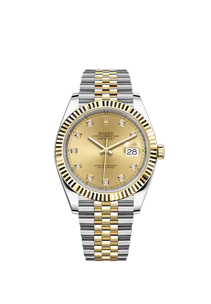 Datejust 41 41mm Jubilee Bracelet Oystersteel and Yellow Gold with Champagne-Colour Diamond-Set Dial Fluted Bezel