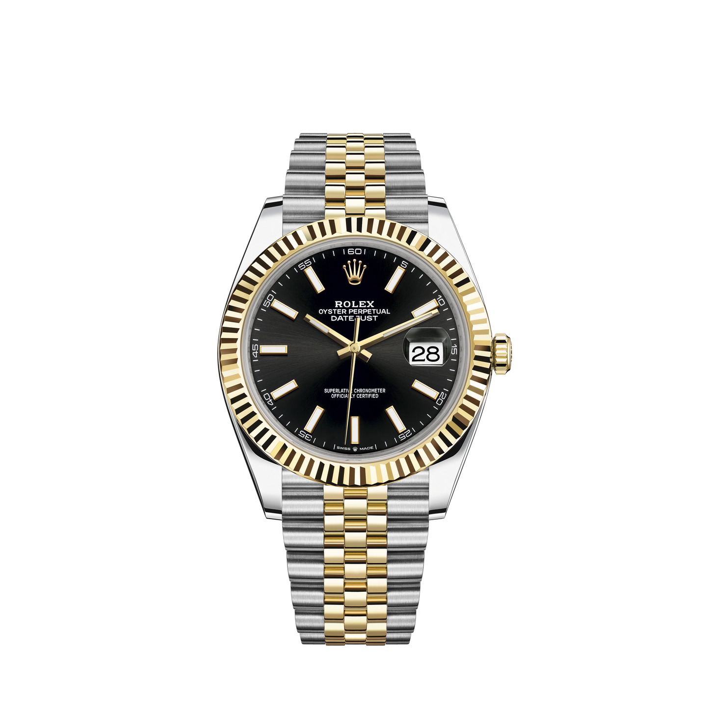 Datejust 41 41mm Jubilee Bracelet Oystersteel and Yellow Gold with Bright Black Dial Fluted Bezel