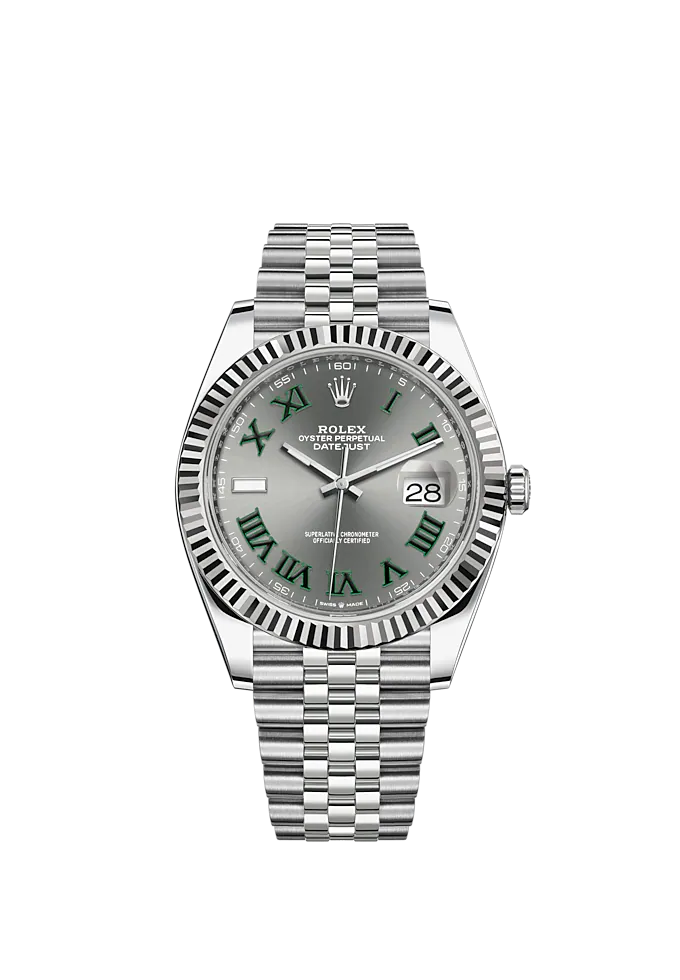 Datejust 41 41mm Jubilee Bracelet Oystersteel and White Gold with Slate Roman Dial Fluted Bezel