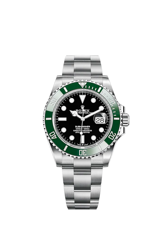 Submariner Date 41mm Oyster Bracelet Oystersteel with Black Dial Green Cerachrom Unidirectional Rotatable Bezel