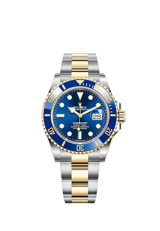 Submariner Date 41mm Oyster Bracelet Oystersteel and Yellow Gold with Royal Blue Dial Blue Cerachrom Unidirectional Rotatable Bezel