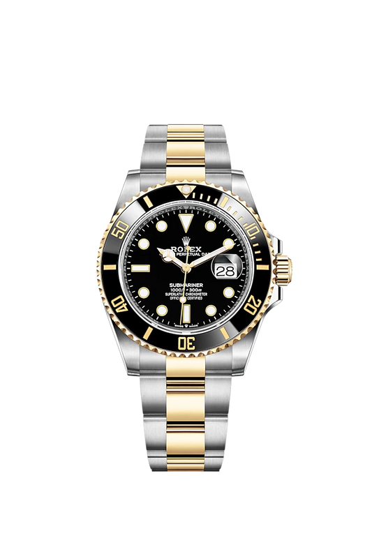 Submariner Date 41mm Oyster Bracelet Oystersteel and Yellow Gold with Black Dial Black Cerachrom Unidirectional Rotatable Bezel