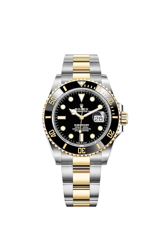 Submariner Date 41mm Oyster Bracelet Oystersteel and Yellow Gold with Black Dial Black Cerachrom Unidirectional Rotatable Bezel