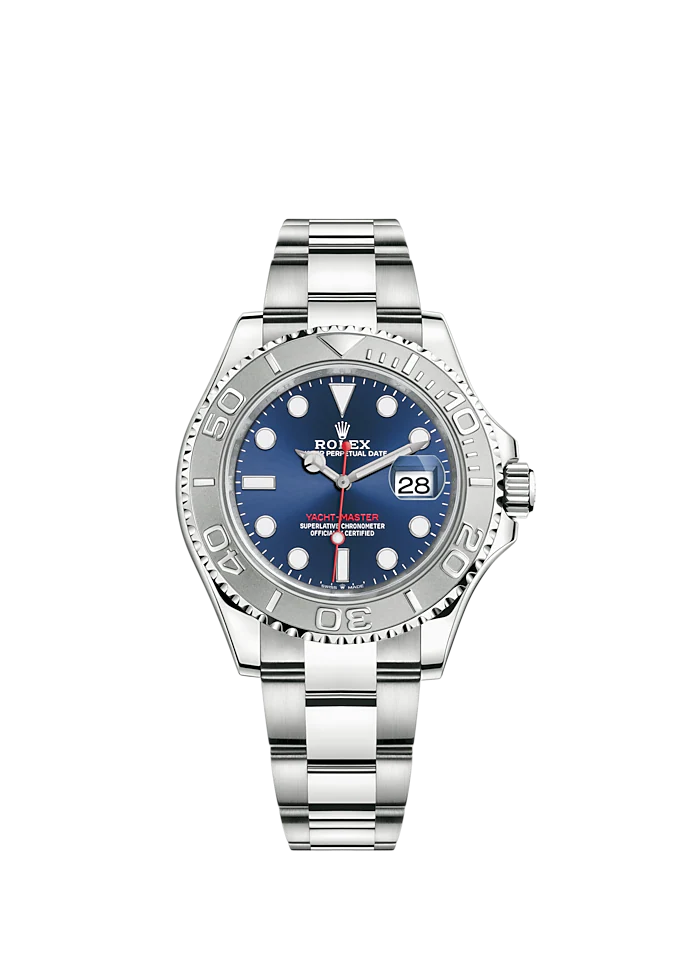 Yacht-Master 40 40mm Oyster Bracelet Oystersteel and Platinum with Bright Blue Dial Bidirectional Rotatable Bezel