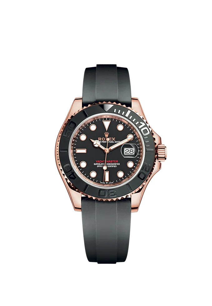 Yacht-Master 40 40mm Oysterflex Bracelet and 18 CT Everose Gold with Intense Black Dial Bidirectional Rotatable Bezel