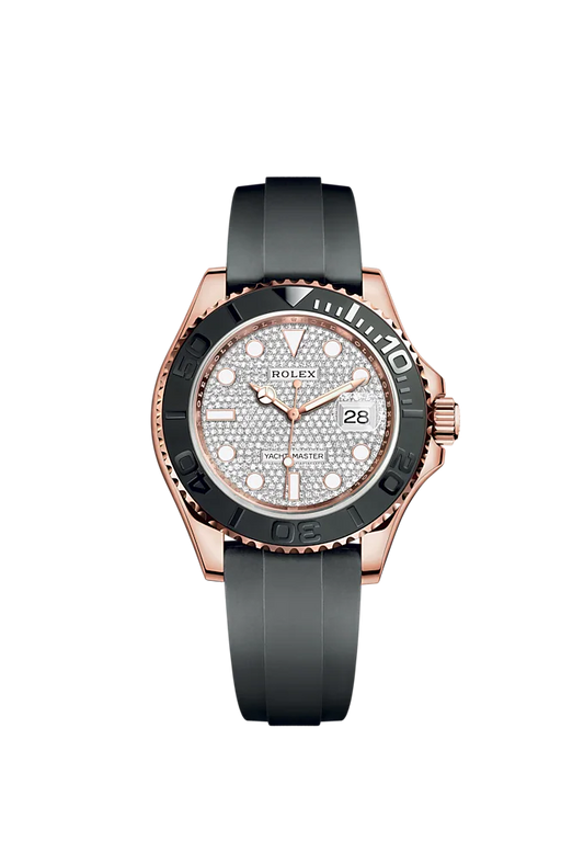 Yacht-Master 40 40mm Oysterflex Bracelet and 18 CT Everose Gold with Diamond-Pave Dial Bidirectional Rotatable Bezel