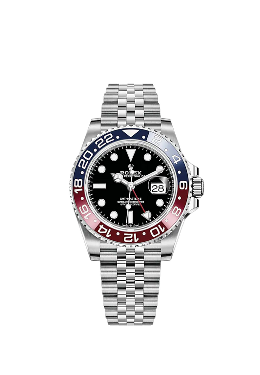 GMT-Master II 40mm Jubilee Bracelet Oystersteel with Black Dial Blue & Red 24-Hour Rotatable Bezel