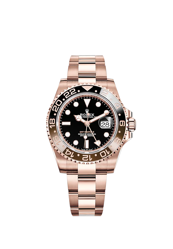 GMT-Master II 40mm Oyster Bracelet and 18 CT Everose Gold with Black Dial 24-Hour Rotatable Bezel