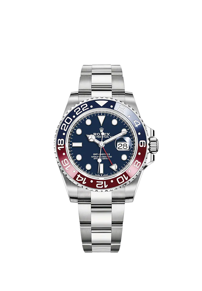 GMT-Master II 40mm Oyster Bracelet and 18 CT White Gold with Midnight Blue Dial Blue & Red 24-Hour Rotatable Bezel