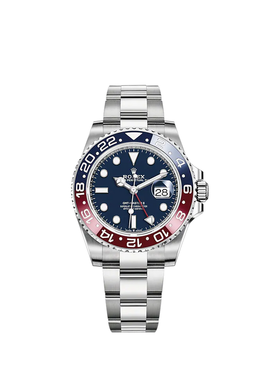 GMT-Master II 40mm Oyster Bracelet and 18 CT White Gold with Midnight Blue Dial Blue & Red 24-Hour Rotatable Bezel