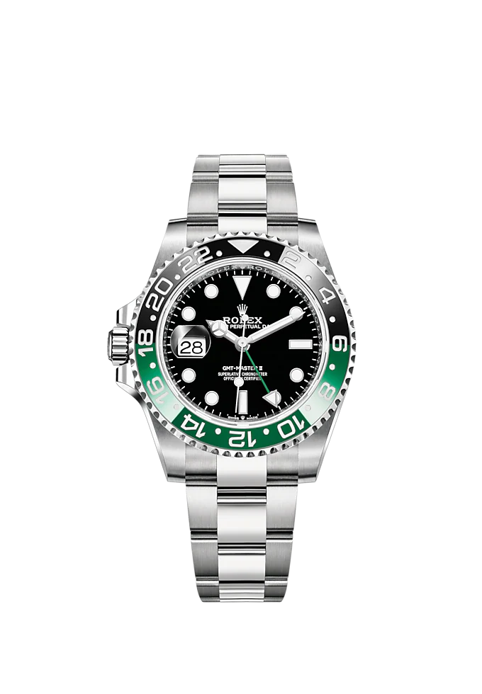 GMT-Master II 40mm Oyster Bracelet Oystersteel with Black Dial Black & Green 24-Hour Rotatable Bezel