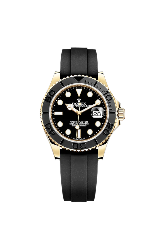 Yacht-Master 42 42mm Oysterflex Bracelet and 18 CT Yellow Gold with Black Dial Bidirectional Rotatable Bezel