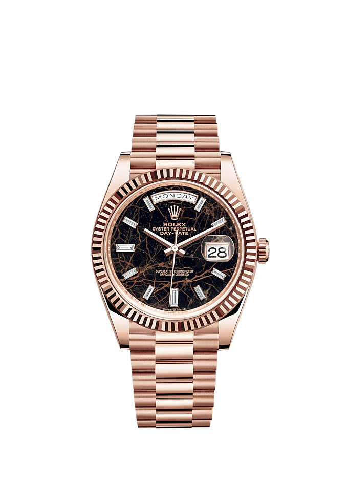 Rolex Day-Date Ref. 228235 40mm Everose Gold with Eisenkiesel Dial with Baguette Markers