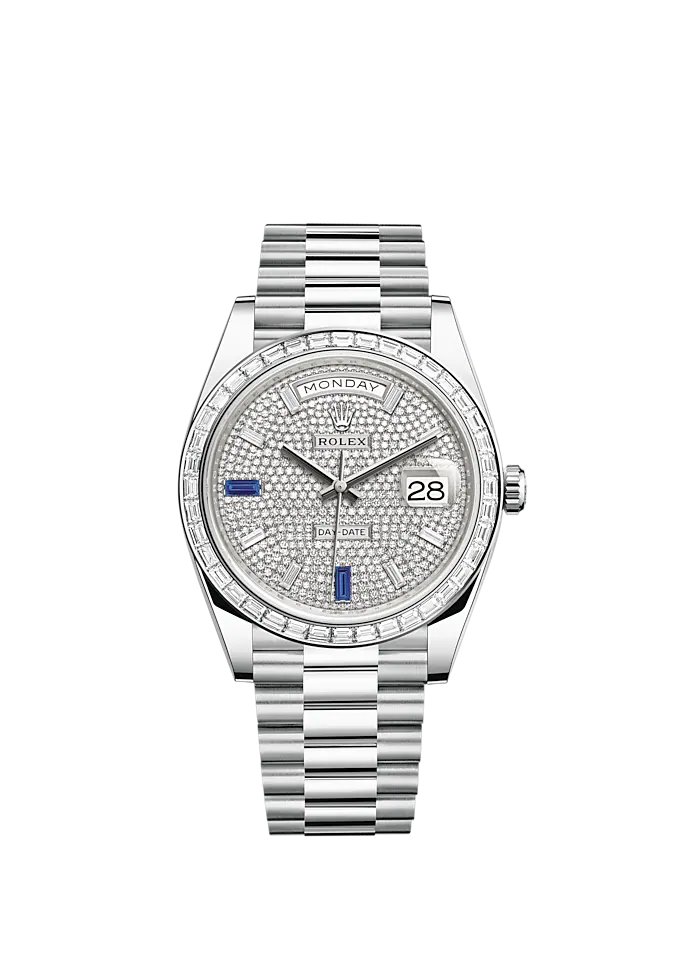 Day-Date 40 40mm President Bracelet and Platinum with Diamond-Paved Dial and Diamond-Set Bezel