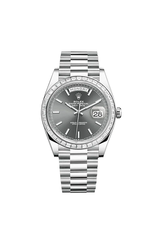Day-Date 40 40mm President Bracelet and Platinum with Slate Dial and Diamond-Set Bezel