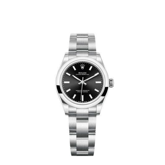 Oyster Perpetual 31 31MM Oyster Bracelet Bright Black Dial Domed Bezel