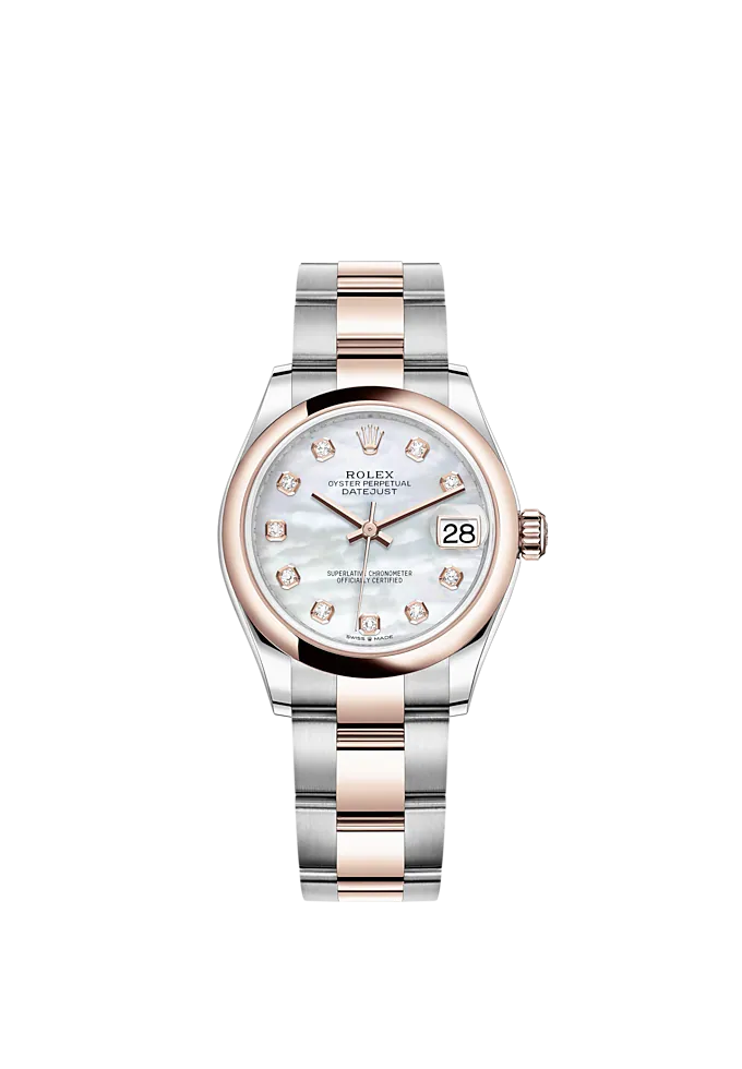 Datejust 31 31mm Oyster Bracelet Oystersteel and Everose Gold with White Mother-Of-Pearl Diamond-Set Dial Everose Gold Bezel