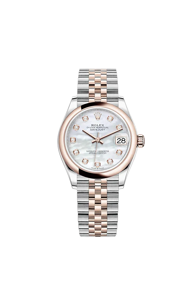Datejust 31 31mm Jubilee Bracelet Oystersteel and Everose Gold with White Mother-Of-Pearl Diamond-Set Dial Everose Gold Bezel