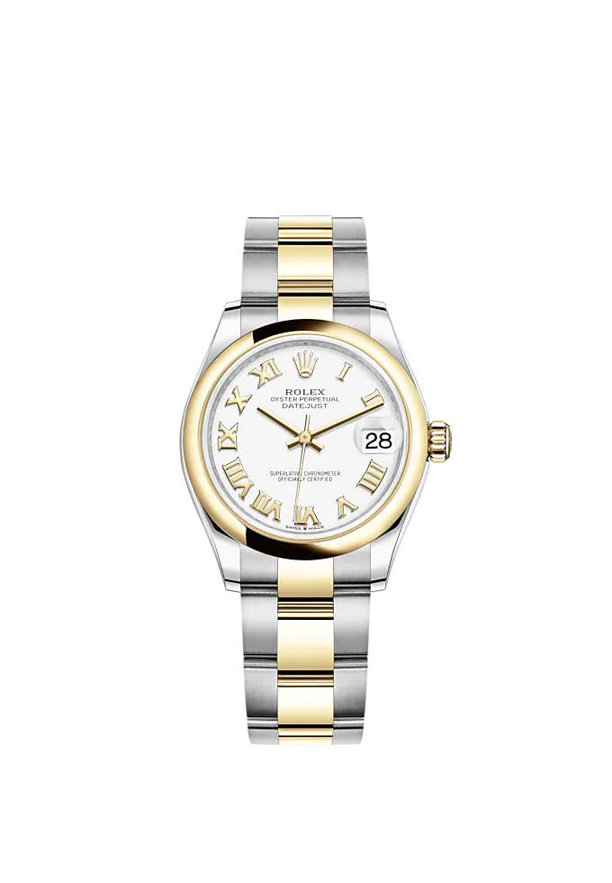 Datejust 31 31mm Oyster Bracelet Oystersteel and Yellow Gold with White Dial Yellow Gold Bezel