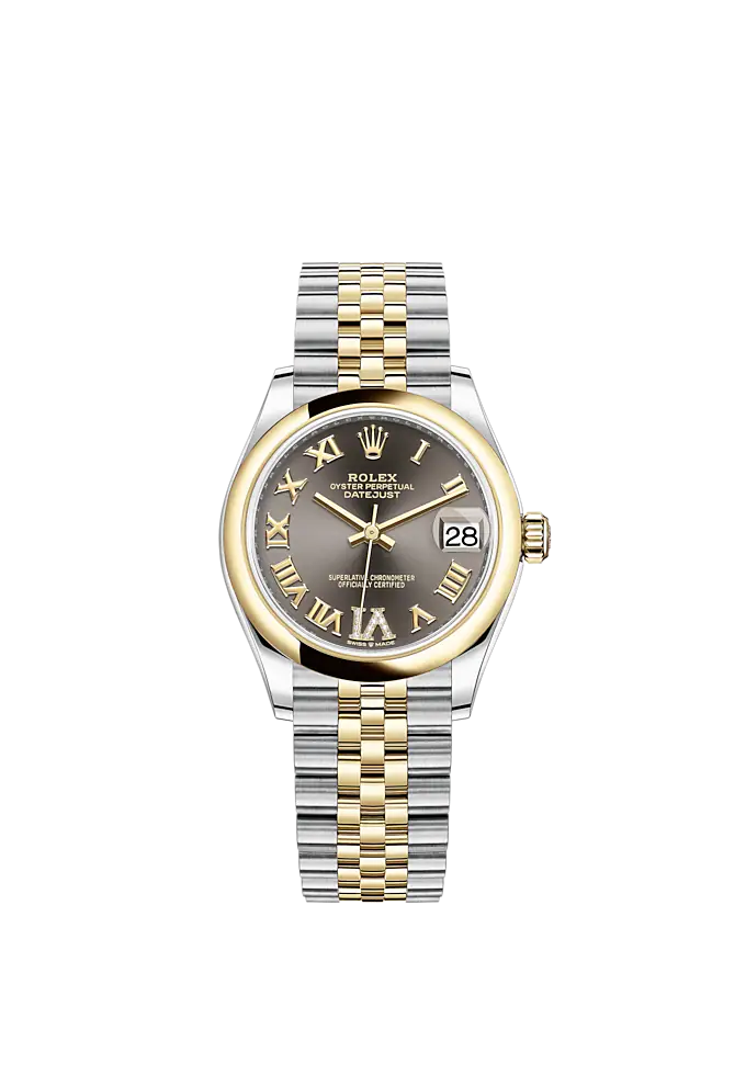 Datejust 31 31mm Jubilee Bracelet Oystersteel and Yellow Gold with Dark Grey Diamond-Set Dial Yellow Gold Bezel