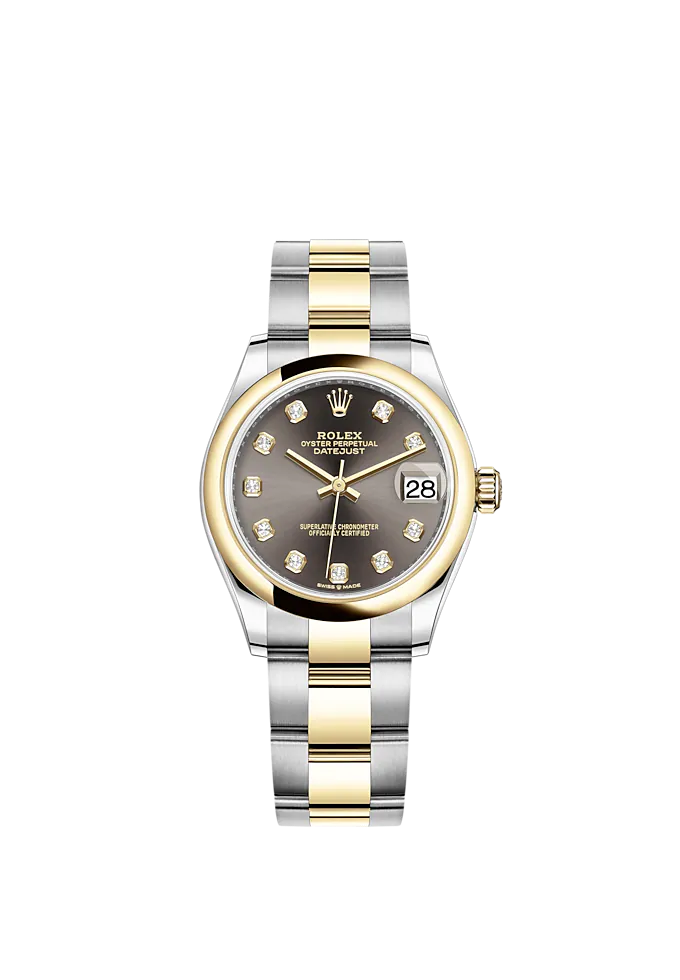 Datejust 31 31mm Oyster Bracelet Oystersteel and Yellow Gold with Dark Grey Diamond-Set Dial Yellow Gold Bezel