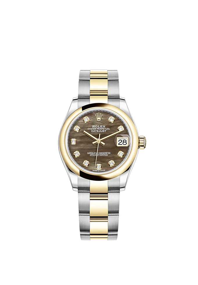 Datejust 31 31mm Oyster Bracelet Oystersteel and Yellow Gold with Black Mother-Of-Pearl Diamond-Set Dial Yellow Gold Bezel