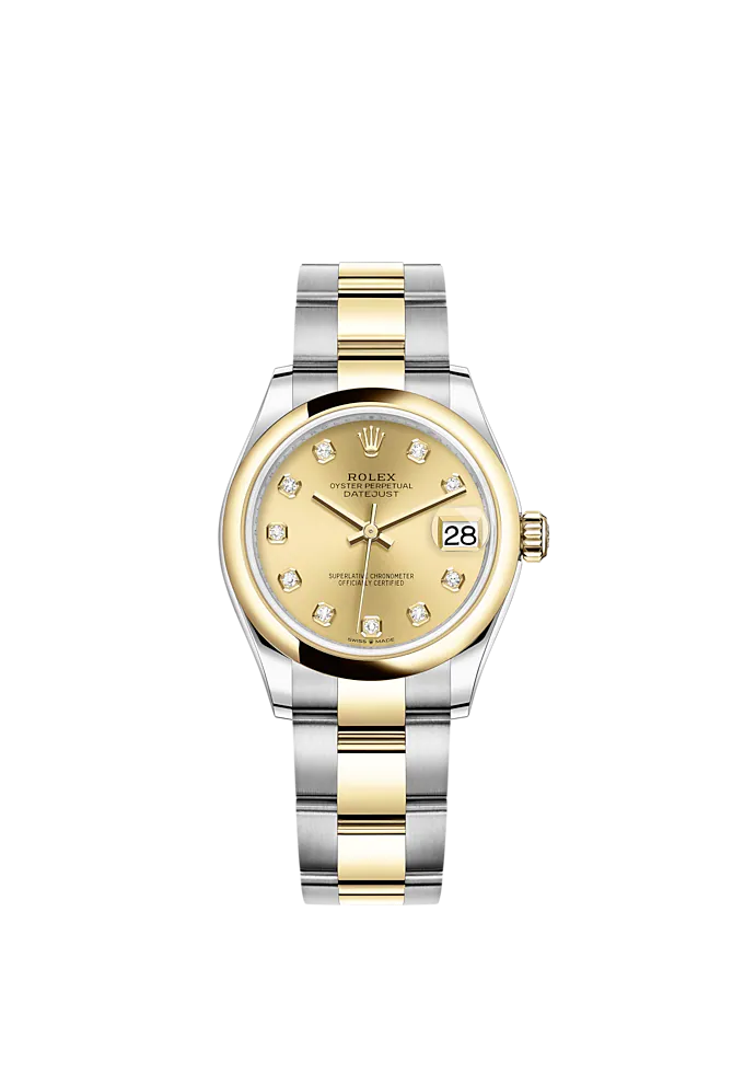 Datejust 31 31mm Oyster Bracelet Oystersteel and Yellow Gold with Champagne Colour Diamond-Set Dial Yellow Gold Bezel