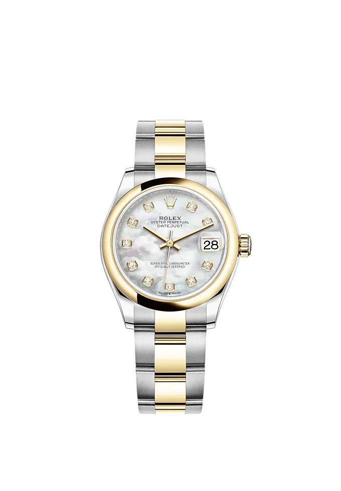 Datejust 31 31mm Oyster Bracelet Oystersteel and Yellow Gold with White Mother-Of-Pearl Diamond-Set Bezel Yellow Gold Bezel