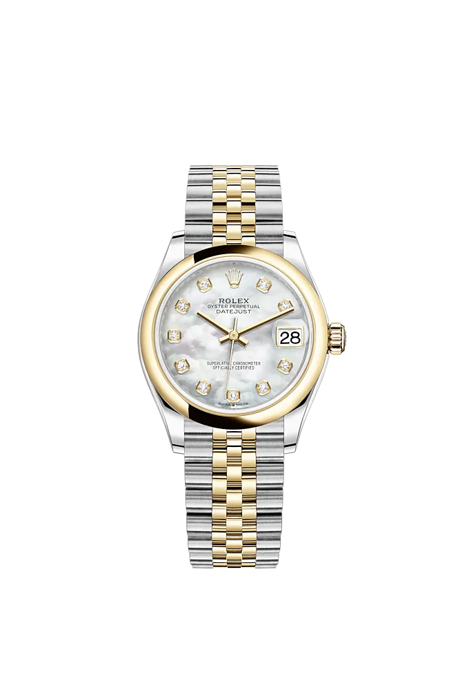 Datejust 31 31mm Jubilee Bracelet Oystersteel and Yellow Gold with White Mother-Of-Pearl Diamond-Set Dial Yellow Gold Bezel