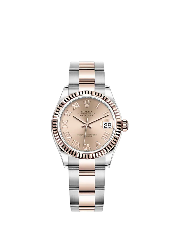 Datejust 31 31mm Oyster Bracelet Oystersteel and Everose Gold with Rosé-Colour Roman Dial Fluted Bezel