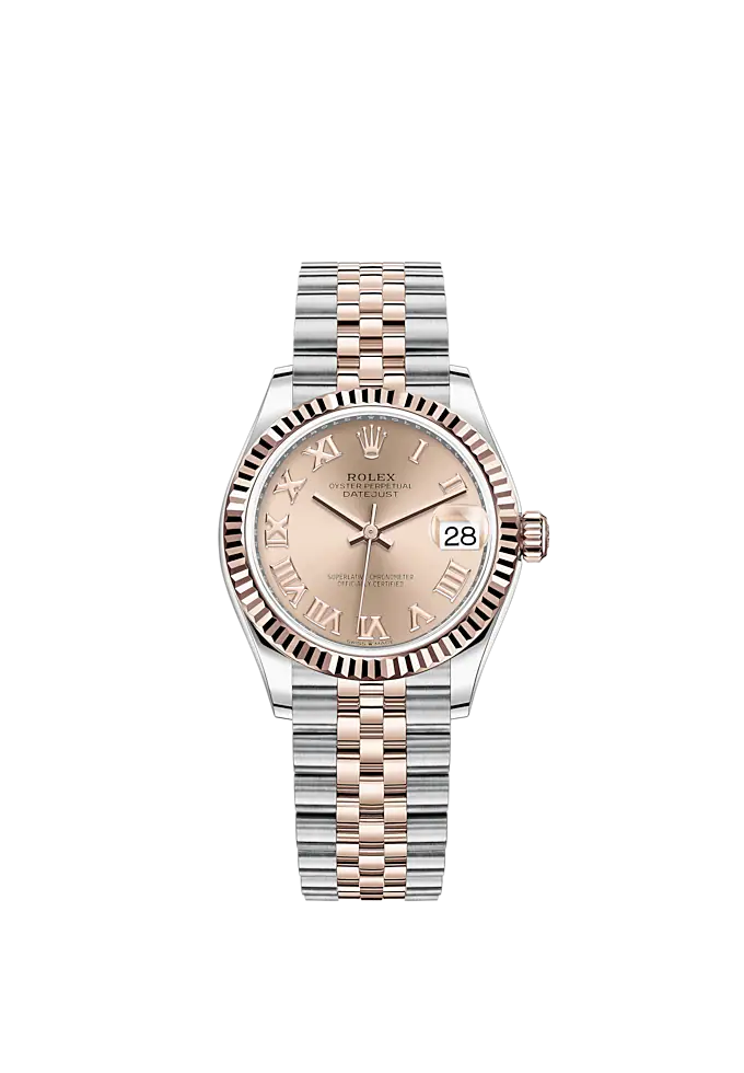 Datejust 31 31mm Jubilee Bracelet Oystersteel and Everose Gold with Rosé-Colour Roman Dial Fluted Bezel