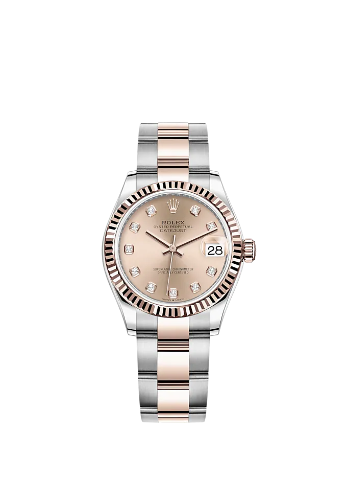 Datejust 31 31mm Oyster Bracelet Oystersteel and Everose Gold with Rosé-Colour Diamond-Set Dial Fluted Bezel