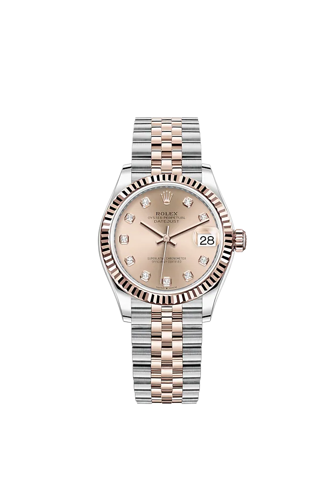 Datejust 31 31mm Jubilee Bracelet Oystersteel and Everose Gold with Rosé-Colour Diamond-Set Dial Fluted Bezel