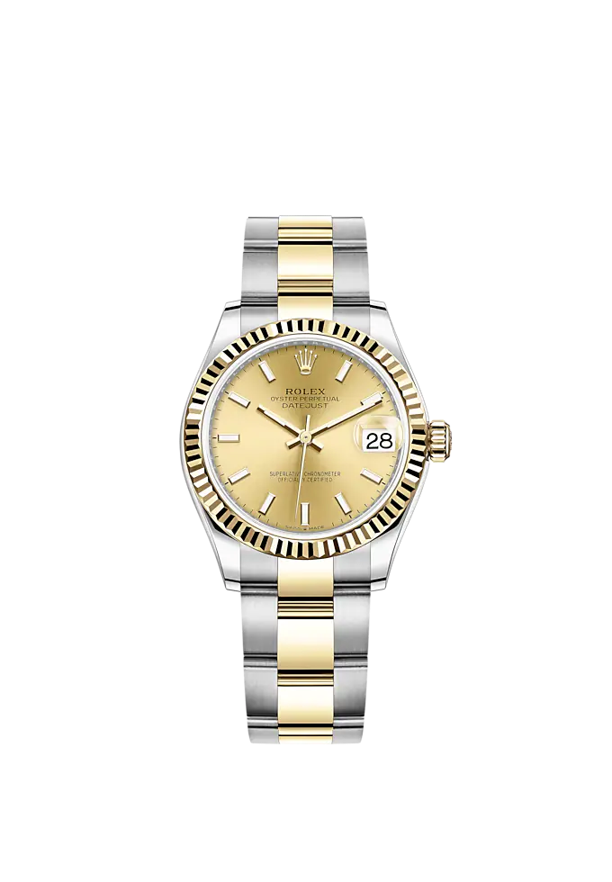 Datejust 31 31mm Oyster Bracelet Oystersteel and Yellow Gold with Champagne-Colour Dial Fluted Bezel