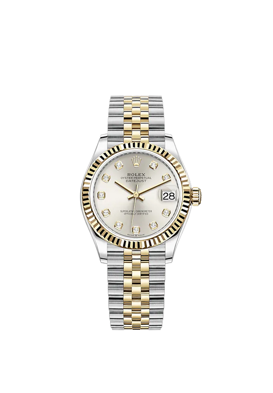 Datejust 31 31mm Jubilee Bracelet Oystersteel and Yellow Gold with Silver Diamond-Set Dial Fluted Bezel