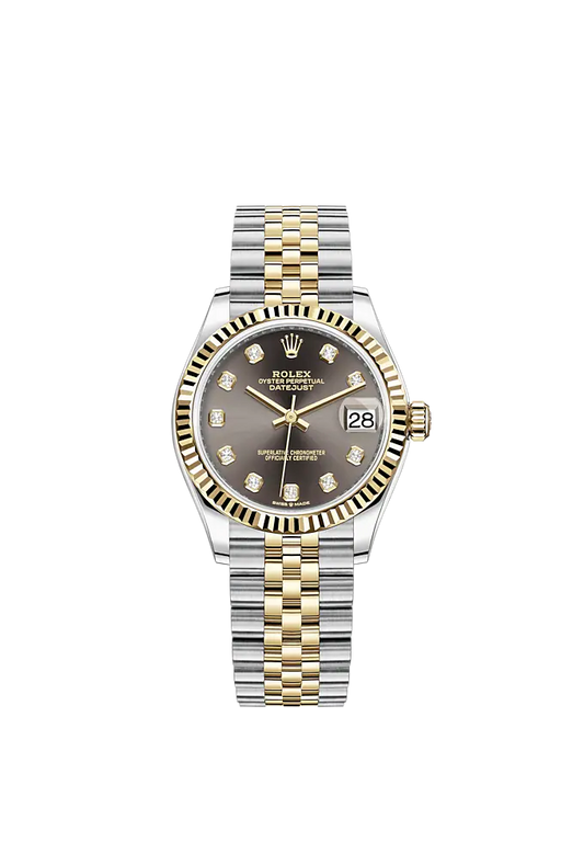 Datejust 31 31mm Jubilee Bracelet Oystersteel and Yellow Gold with Dark Grey Diamond-Set Dial Fluted Bezel