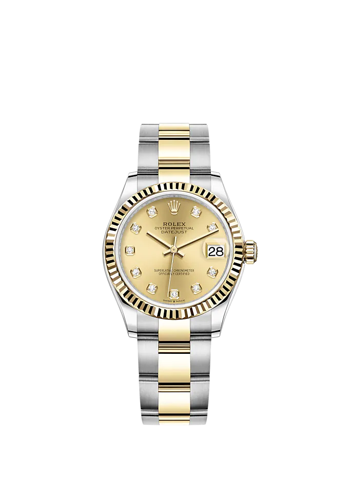 Datejust 31 31mm Oyster Bracelet Oystersteel and Yellow Gold with Champagne-Colour Diamond-Set Dial Fluted Bezel