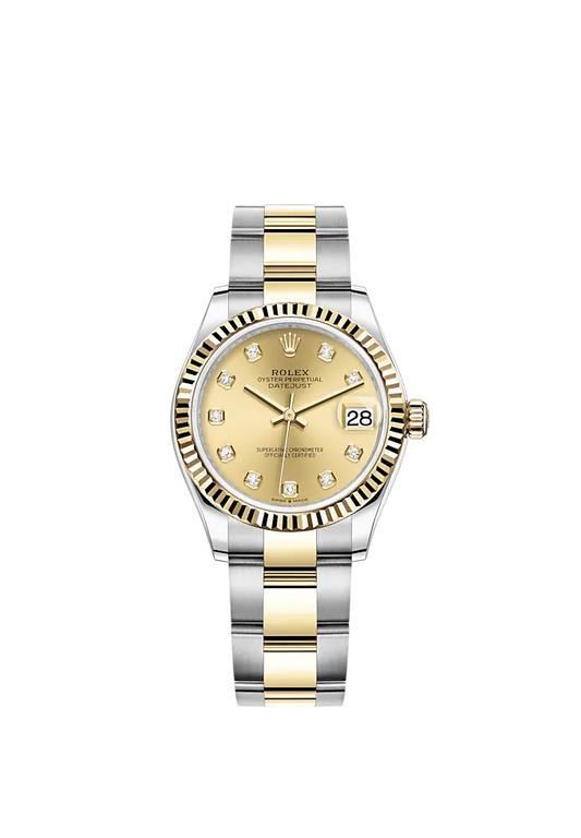 Datejust 31 31mm Oyster Bracelet Oystersteel and Yellow Gold with Champagne-Colour Diamond-Set Dial Fluted Bezel