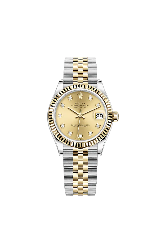 Datejust 31 31mm Jubilee Bracelet Oystersteel and Yellow Gold with Champagne Colour Diamond-Set Dial Fluted Bezel