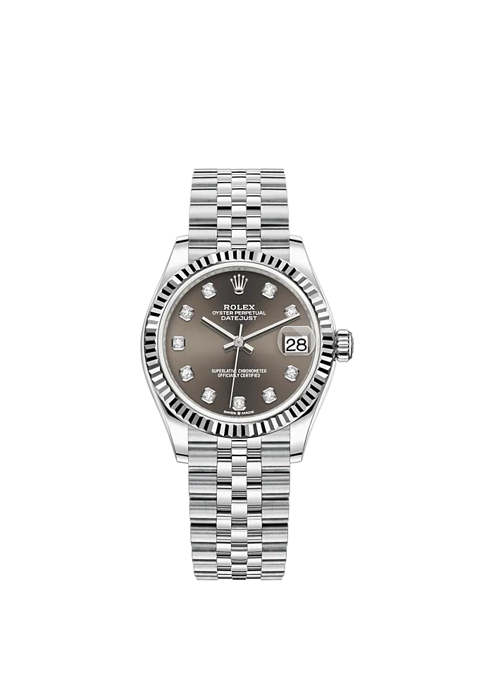 Datejust 31 31mm Jubilee Bracelet Oystersteel and White Gold with Dark Grey Diamond-Set Dial Fluted Bezel