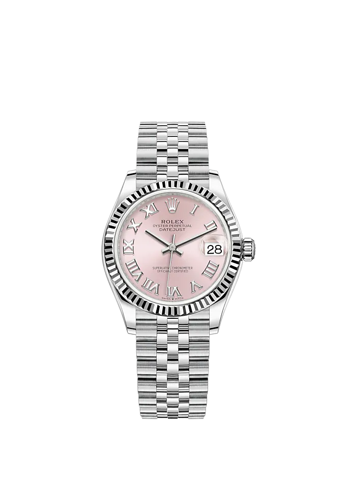 Datejust 31 31mm Jubilee Bracelet Oystersteel and White Gold with Pink Diamond Dial Fluted Bezel