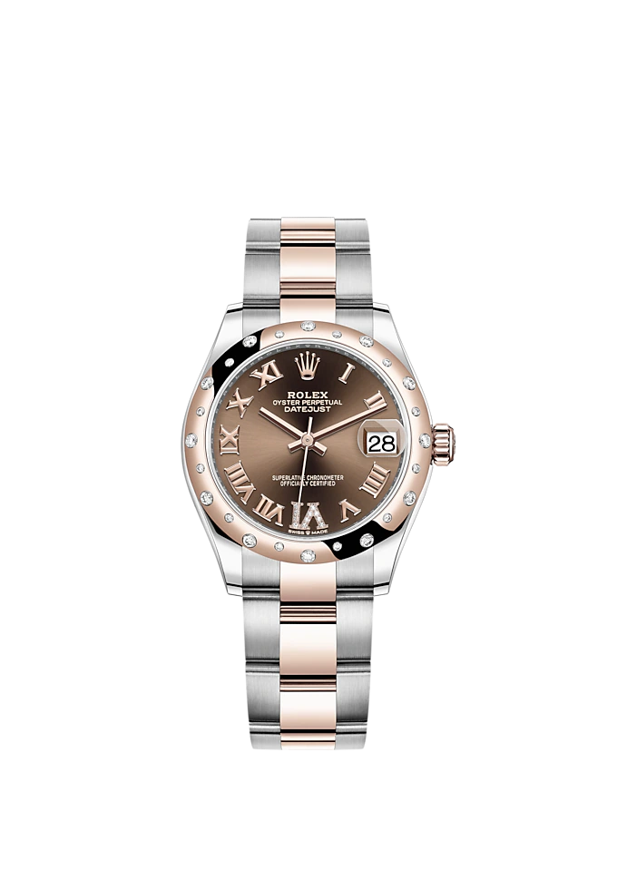 Datejust 31 31mm Oyster Bracelet Oystersteel and Everose Gold with Chocolate Diamond-Set Dial Diamond-Set Bezel