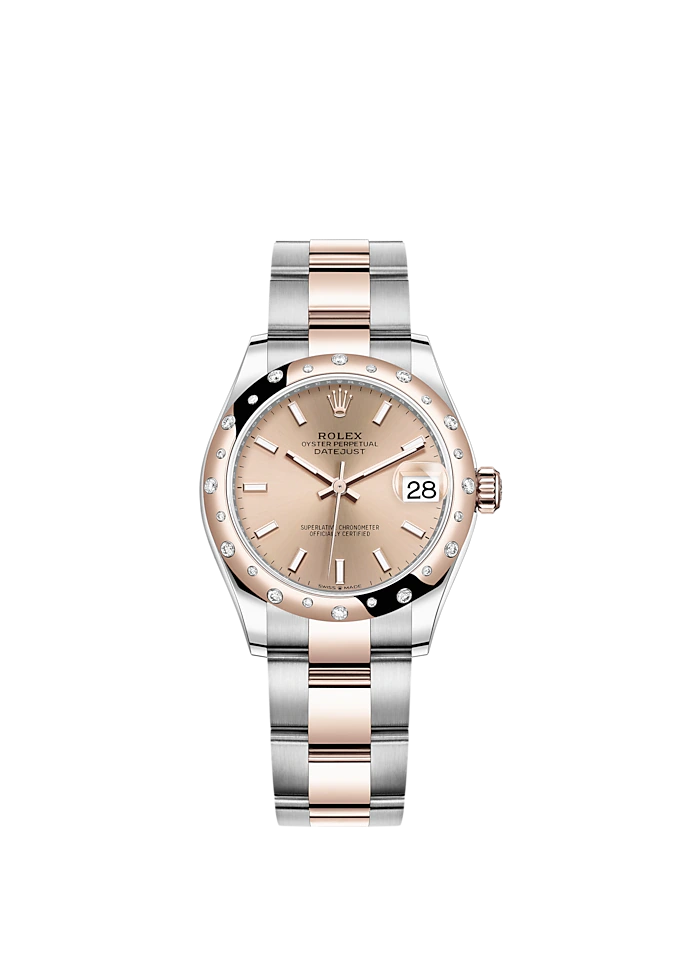Datejust 31 31mm Oyster Bracelet Oystersteel and Everose Gold with Rosé-Colour Dial Diamond-Set Bezel