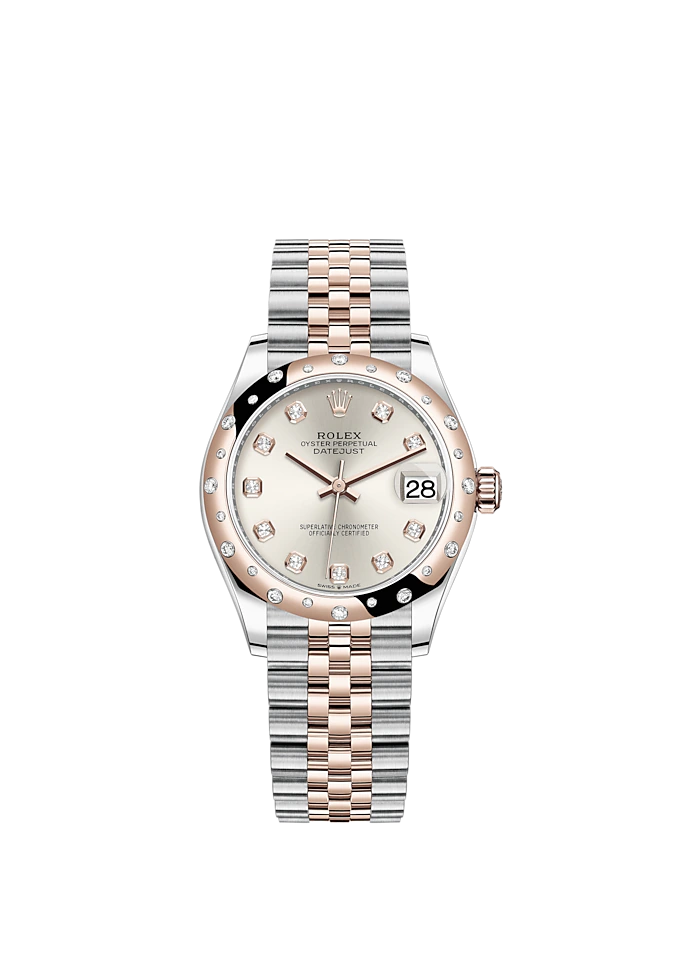 Datejust 31 31mm Jubilee Bracelet Oystersteel and Everose Gold with Silver Diamond-Set Dial Diamond Set Bezel